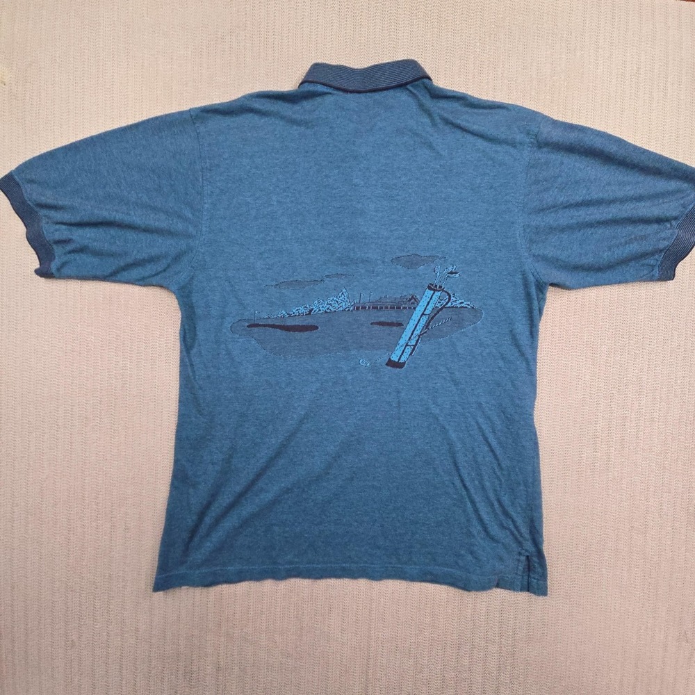 Vintage Pro Celebrity Polo Shirt Mens 2XL Blue Golf Course Graphic Double Sided - Picture 10 of 11